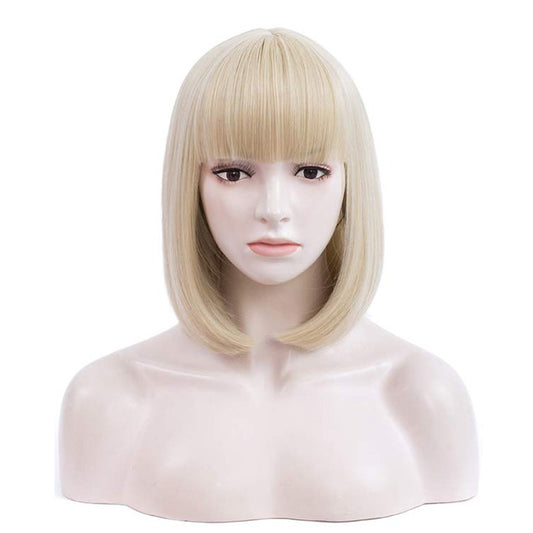 Women's Short Straight Hair Bangs Wig Head Cover