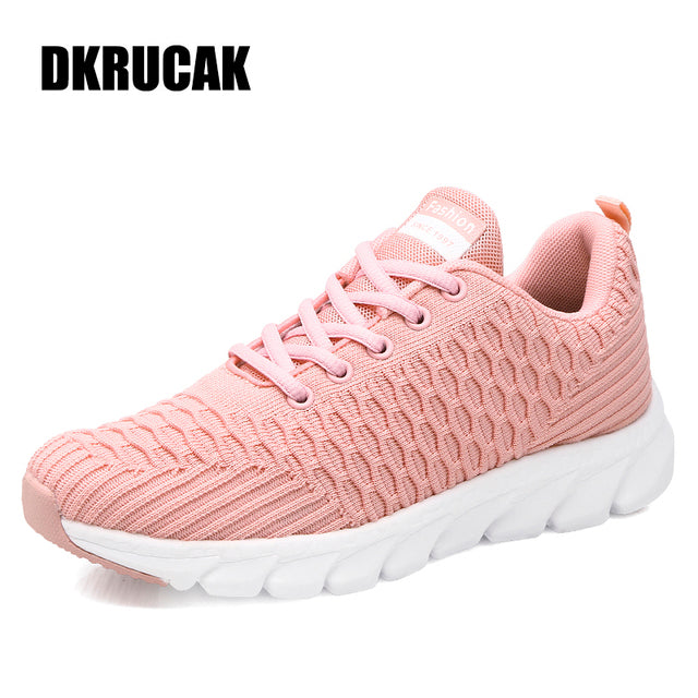 Lightweight Breathable Lace-Up Mesh Sneakers for Women