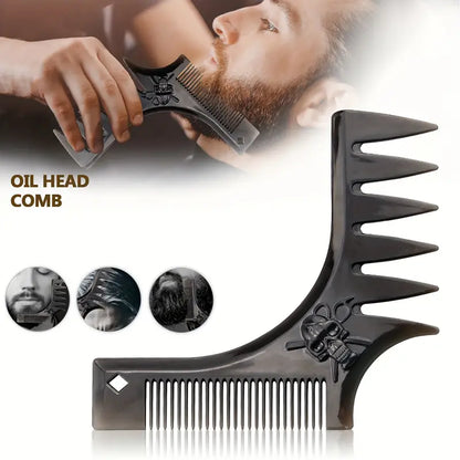 Men's Beard Shaping Tool with Comb Template (Black)