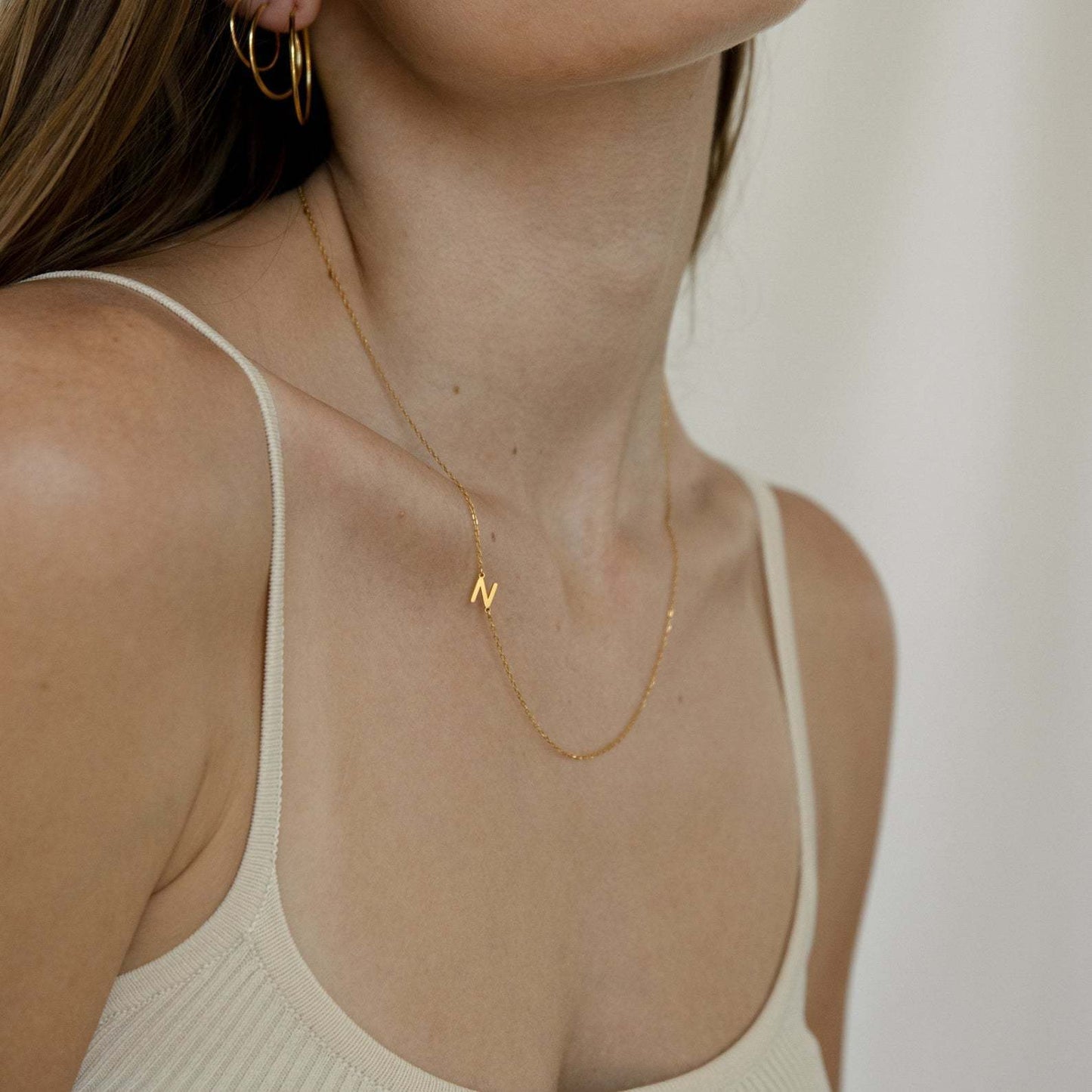 Titanium Steel 26 Letters Necklace in 18K Gold