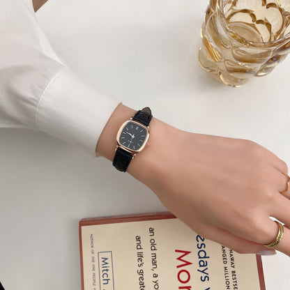 Square Dial Leather Vintage Women's Quartz Watch