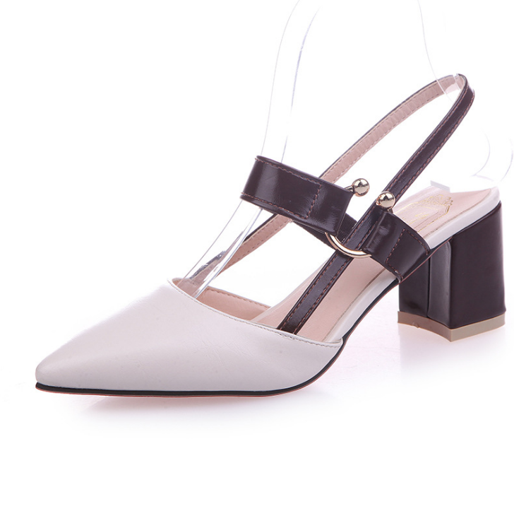 Pointed Toe Buckle Chunky Heel Sandals (Open & Closed)