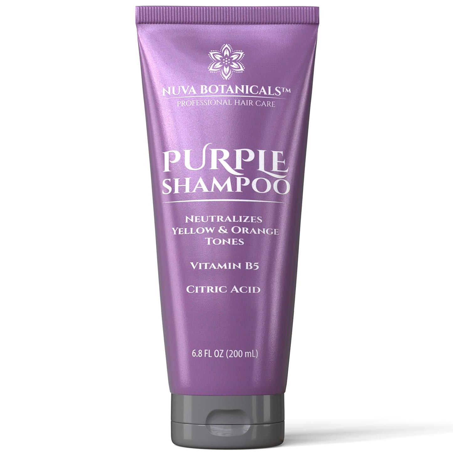 Nuva Botanicals Purple Shampoo for Blondes - Shampoo for Gray Hair for Women Removes Brassy Tones from Hair - Blonde Shampoo with Vitamin B5 - Hair Toner for Bleached Hair 6.8fl oz