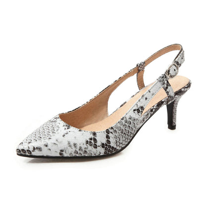 Snake Print Pointed Toe Heeled Sandals for Women