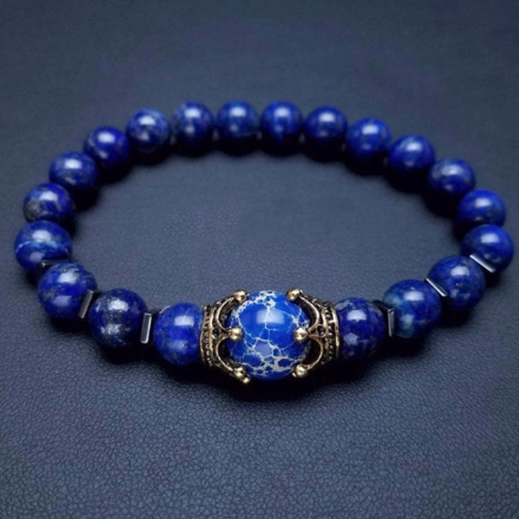 2019 New Men's Bracelet with Crown Tiger Eye Beads
