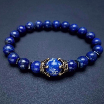 2019 New Men's Bracelet with Crown Tiger Eye Beads