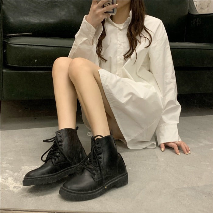 Fashionable Low-Heeled Round Toe Ankle Boots