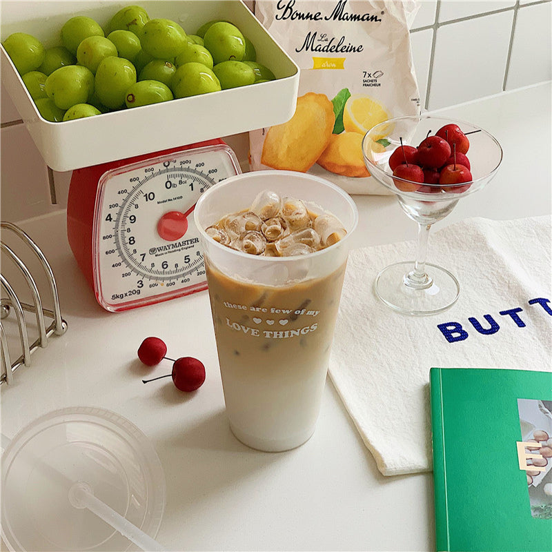Kawaii Plastic Water Bottle with Lid and Straw