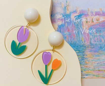 Sweet Tulip Girl Acrylic Stud Earrings