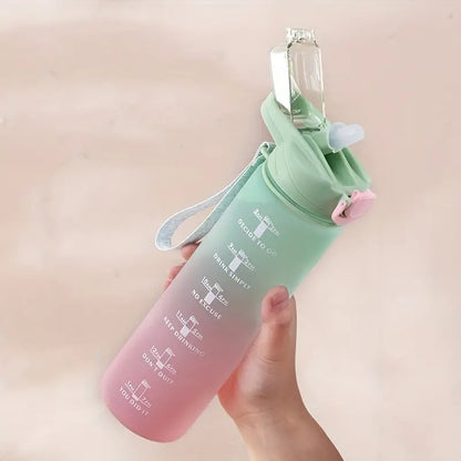 Motivational Water Bottle with Lid and Straw, 1000ml