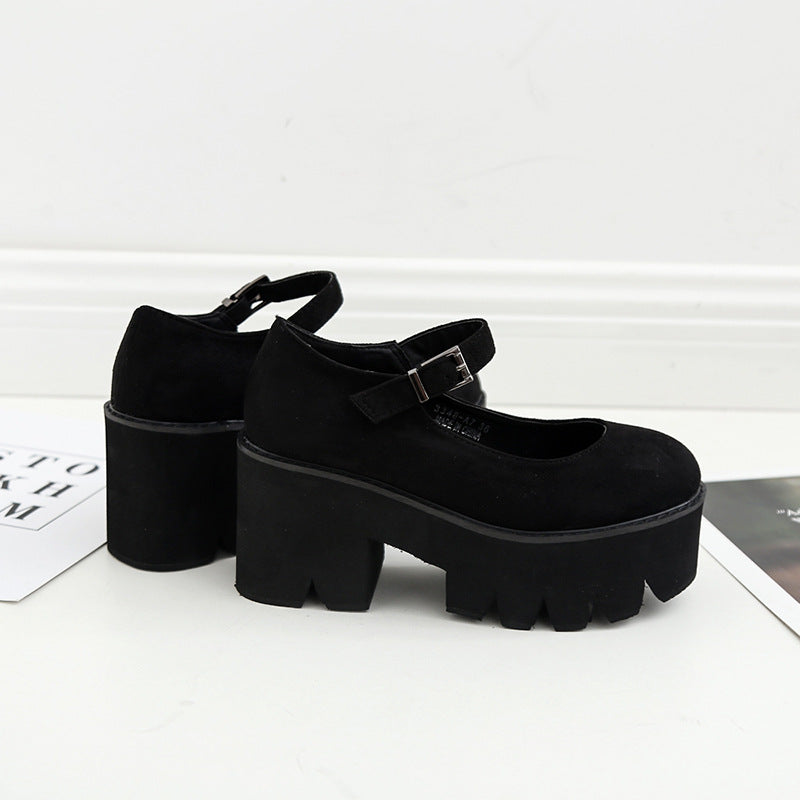 Chunky Heeled Women's Round Toe Platform Shoes