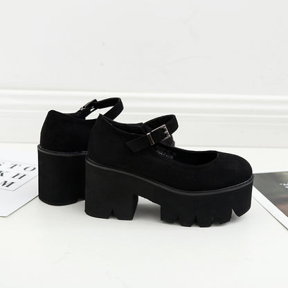Chunky Heeled Women's Round Toe Platform Shoes