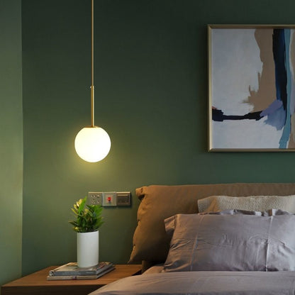 Nordic Bedroom Pendant Light - Modern Glass Ball Decor