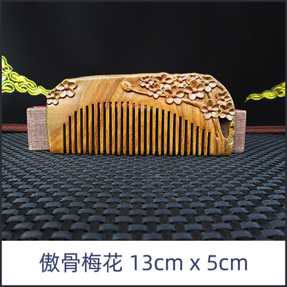 Wholesale Green Sandalwood Double-Sided Carved Comb Set