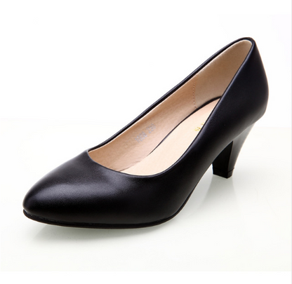 Women's Black Leather Business Work Shoes (Size 43)
