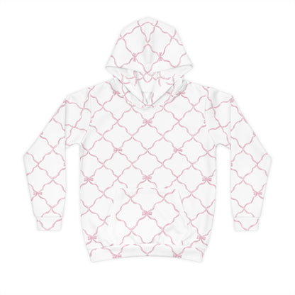 Trellis Bow Youth Hoodie Activewear - Pink
