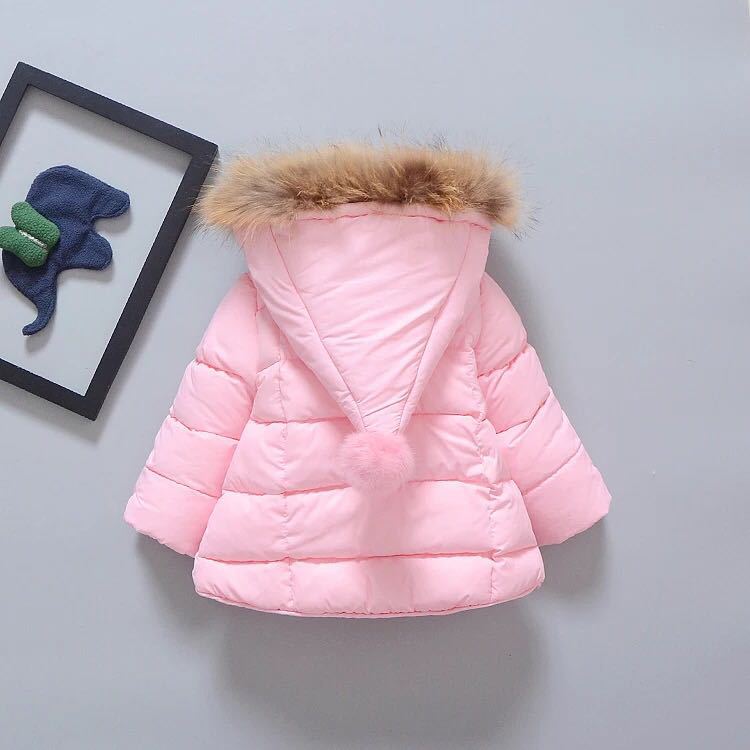 Children's Thick Cotton Coat with Fur Collar