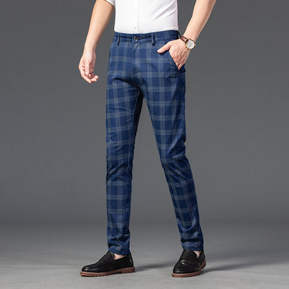 Trendy Youth Plaid Pants for Men - Slim Fit Style