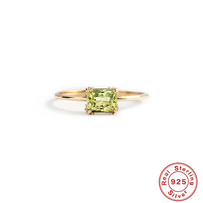 S925 Silver Opal Square Diamond Engagement Ring