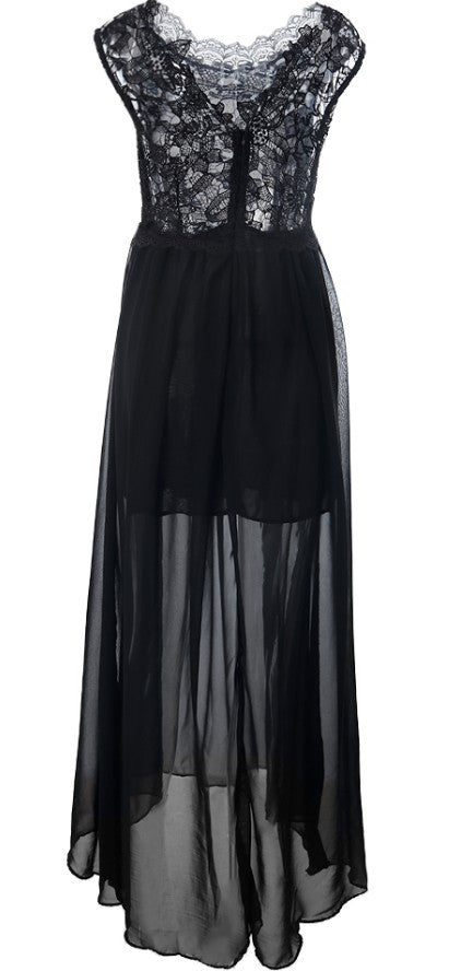 Elegant Lace Backless Sleeveless Maxi Dress