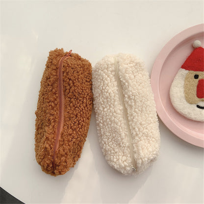 Wool Velvet Pencil Bag - Cute Lamb Design for Students