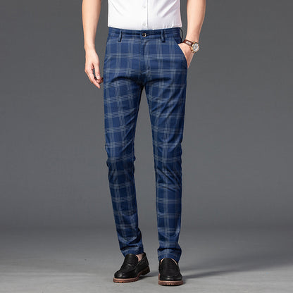 Trendy Youth Plaid Pants for Men - Slim Fit Style