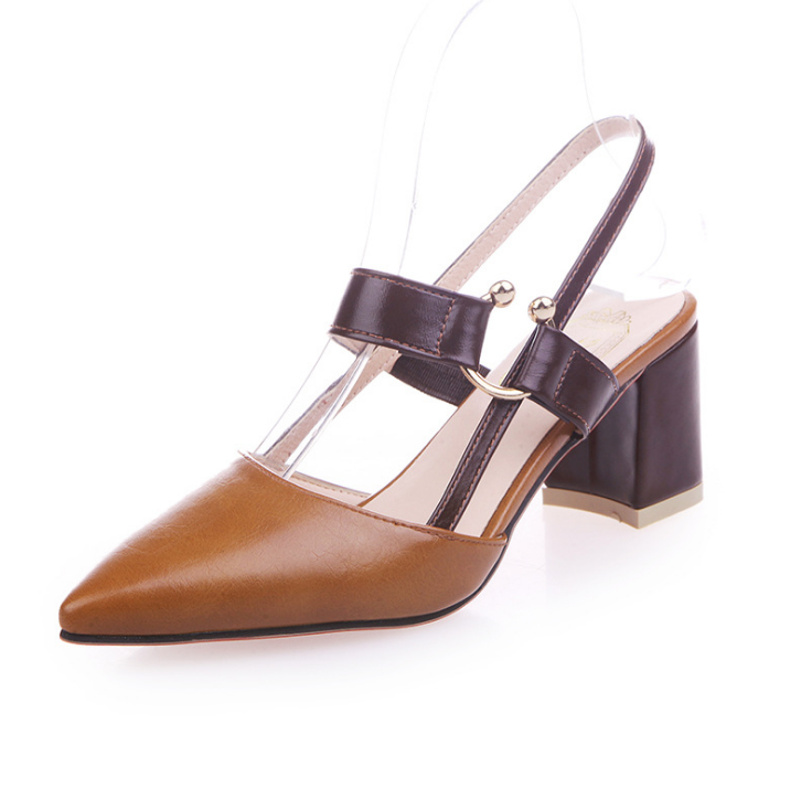 Pointed Toe Buckle Chunky Heel Sandals (Open & Closed)