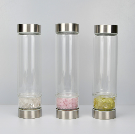 Creative Natural Colored Stone Glass Water Bottle