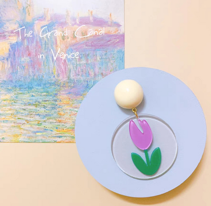 Sweet Tulip Girl Acrylic Stud Earrings