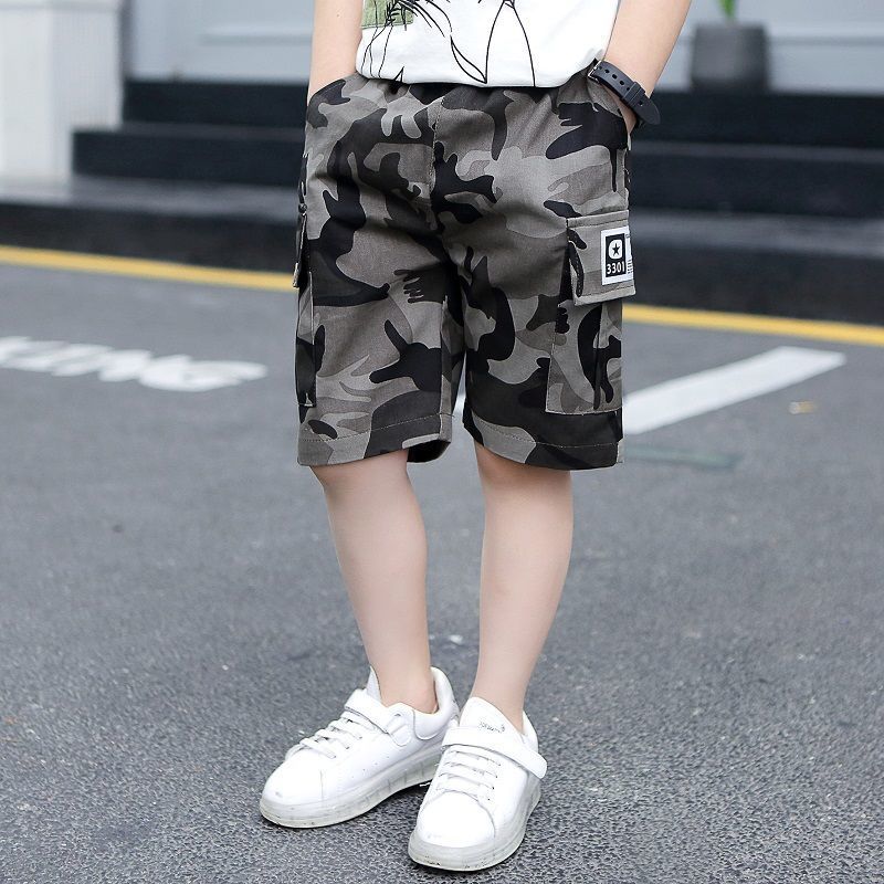 Five-Point Camouflage Pants for Middle-Aged Children
