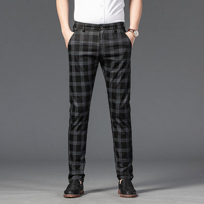 Trendy Youth Plaid Pants for Men - Slim Fit Style