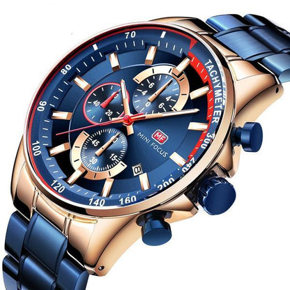 Stylish Steel Band Men's Chronograph Quartz Watch