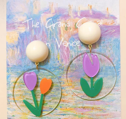 Sweet Tulip Girl Acrylic Stud Earrings