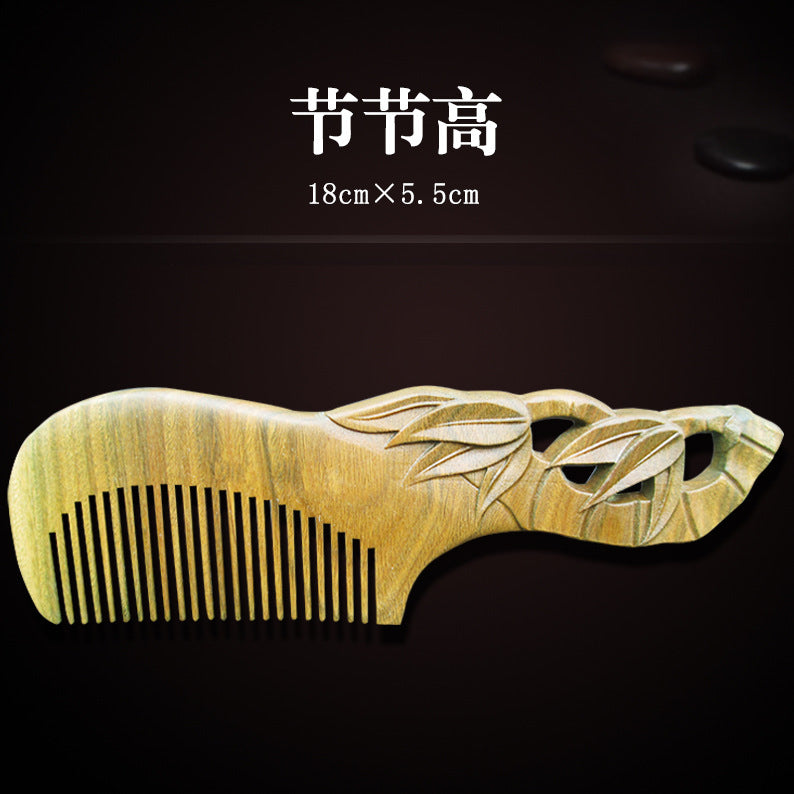Wholesale Green Sandalwood Double-Sided Carved Comb Set