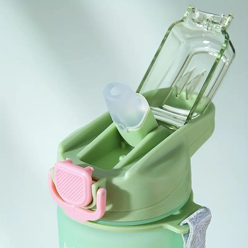 Motivational Water Bottle with Lid and Straw, 1000ml