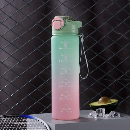 Motivational Water Bottle with Lid and Straw, 1000ml