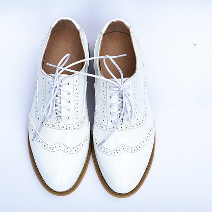 Women's British Style Pointed Toe Leather Flats