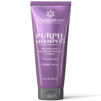 Nuva Botanicals Purple Shampoo for Blondes - Shampoo for Gray Hair for Women Removes Brassy Tones from Hair - Blonde Shampoo with Vitamin B5 - Hair Toner for Bleached Hair 6.8fl oz