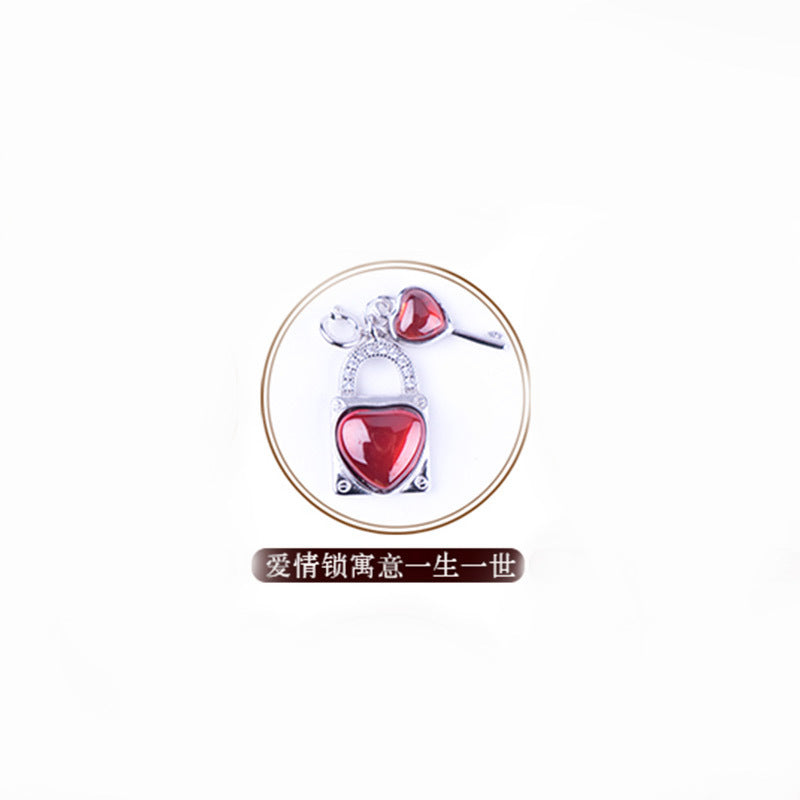 S925 Silver Necklace with Garnet Fox Pendant Jewelry