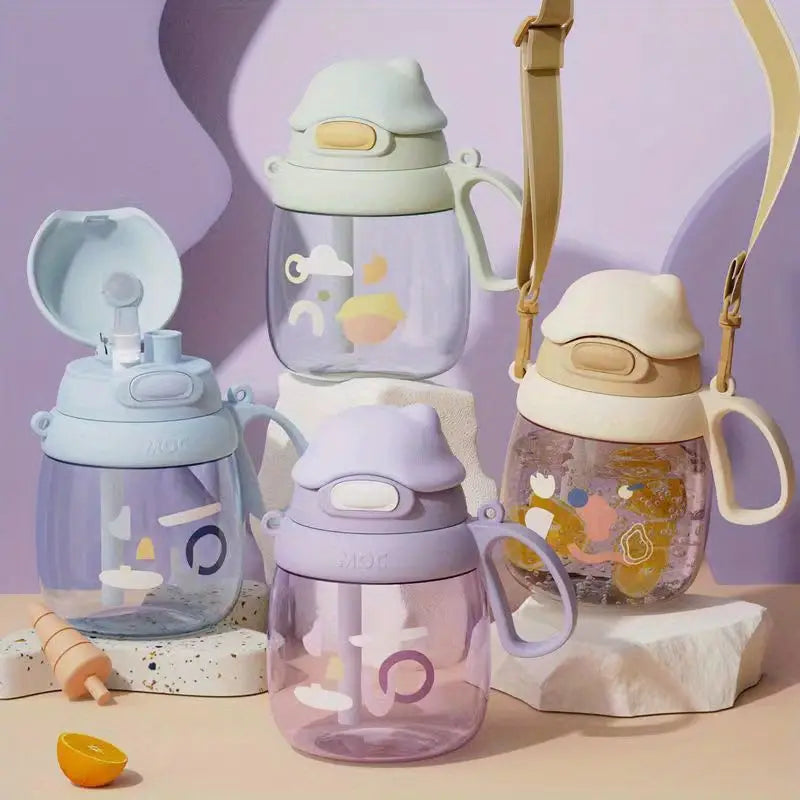 Cute Kawaii Penguin Water Bottle with Lid and Straw (1pc)