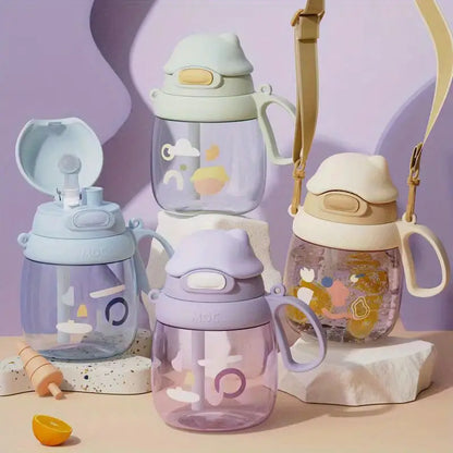Cute Kawaii Penguin Water Bottle with Lid and Straw (1pc)
