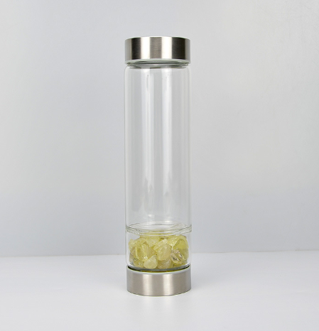 Creative Natural Colored Stone Glass Water Bottle