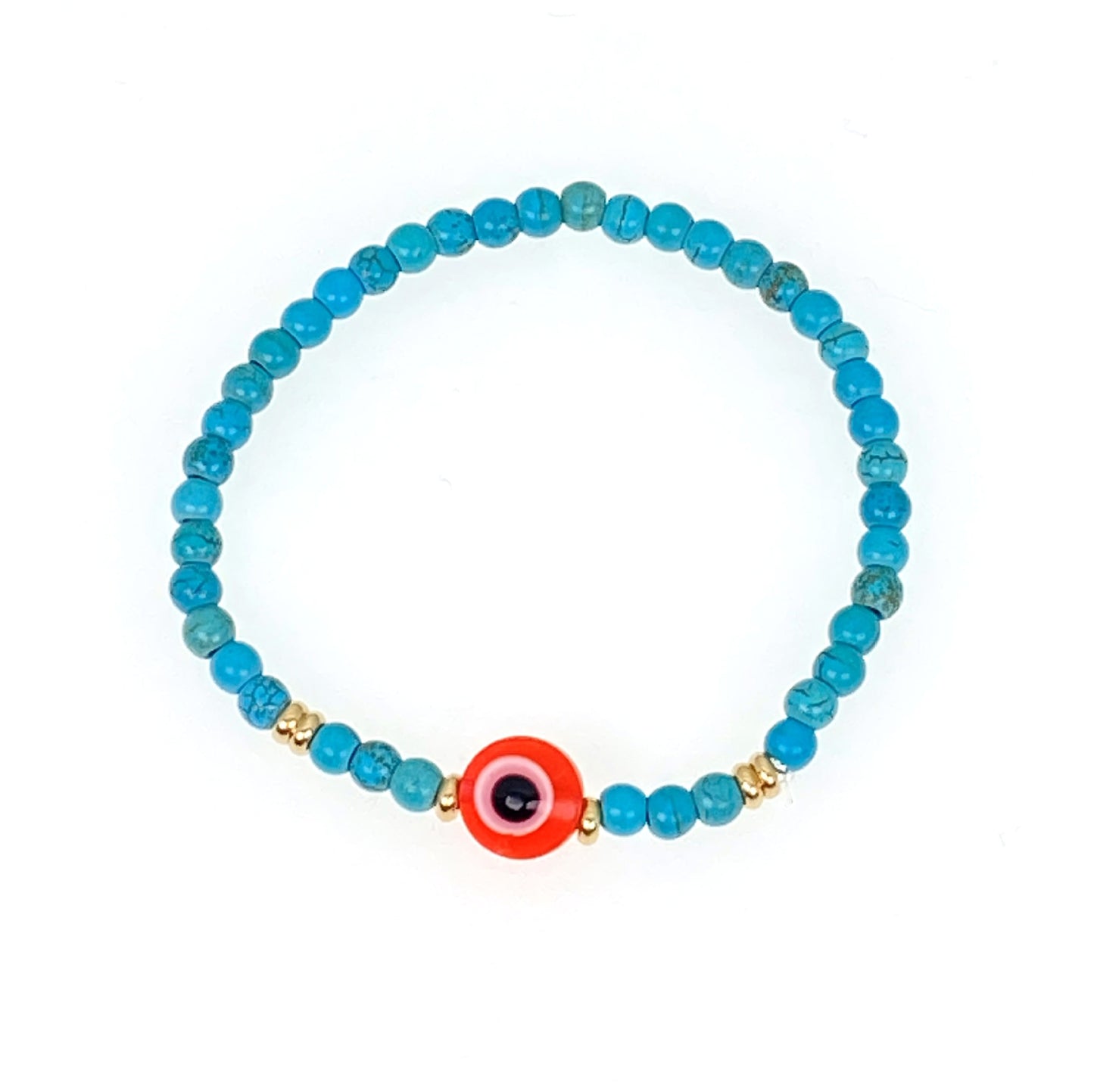 Natural Turquoise Blue Eye Lucky Beads Bracelet