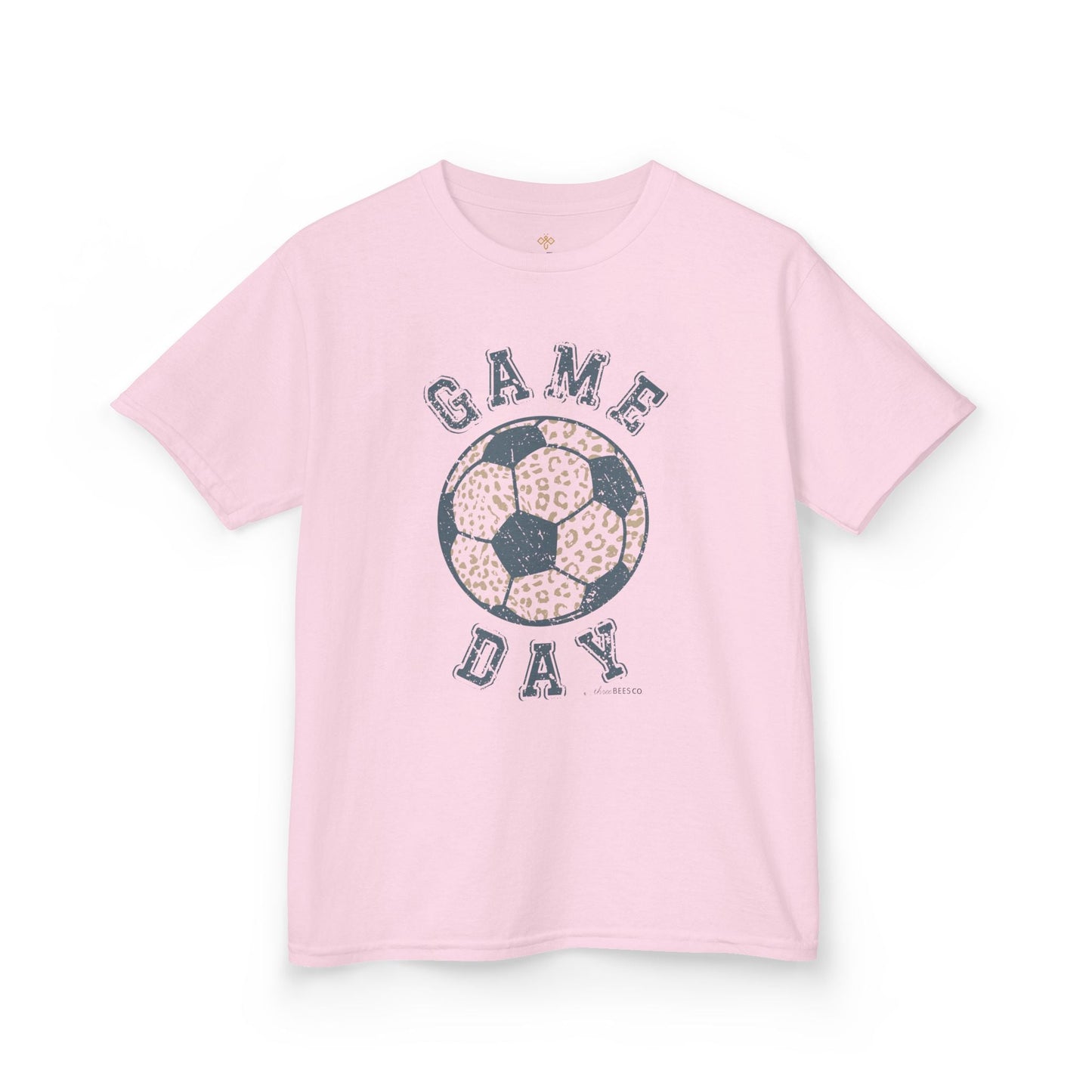 Kids Heavy Cotton Gildan Soccer Game Day Leopard Hive Tee