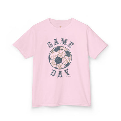 Kids Heavy Cotton Gildan Soccer Game Day Leopard Hive Tee