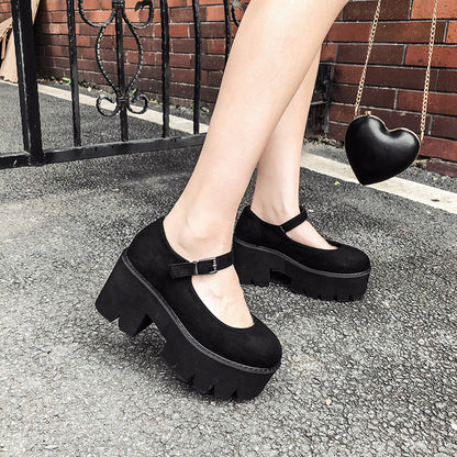 Chunky Heeled Women's Round Toe Platform Shoes