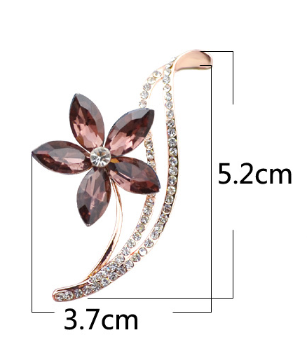 Five-Petal Flower Crystal Brooch