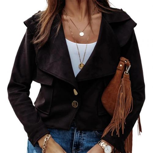 Women's Velvet Button Jacket with Lapel for Autumn/Winter