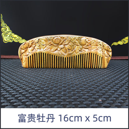 Wholesale Green Sandalwood Double-Sided Carved Comb Set