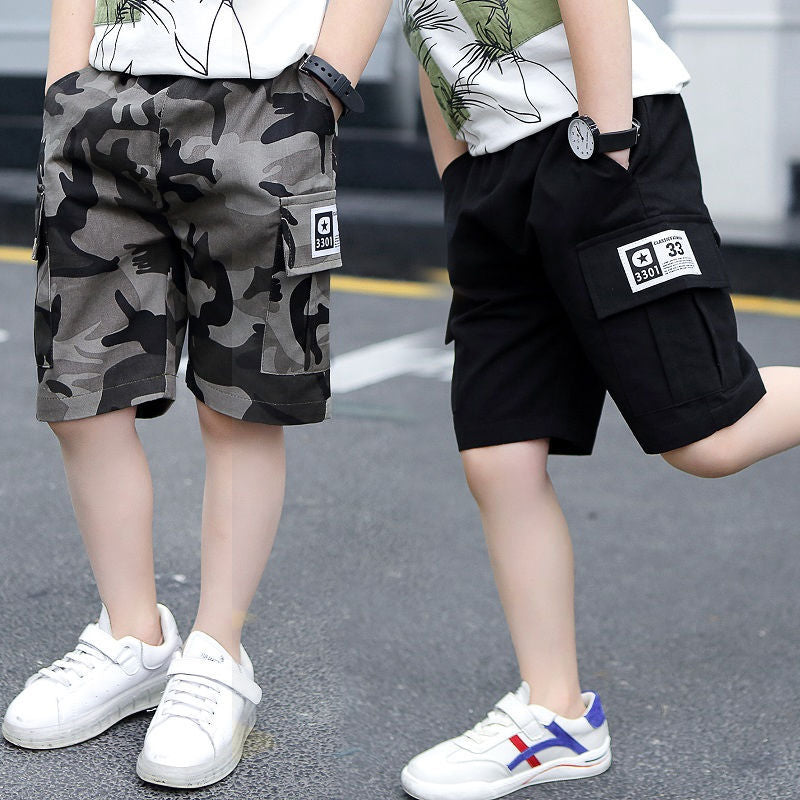 Five-Point Camouflage Pants for Middle-Aged Children